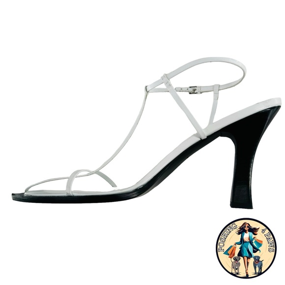 The Row T Bar Leather Square Toe Heel Ankle Strap Sandals in Optic White Size 10 - Picture 8 of 16